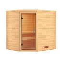 Sauna traditionnel d’angle Mia Plug &Play - 4 places 38mm Woodfeeling 