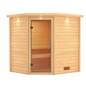 Sauna traditionnel d’angle Mia Plug &Play - 4 places 38mm Woodfeeling 