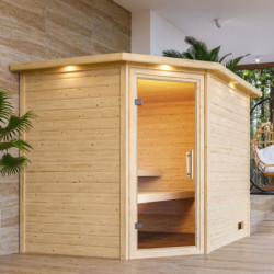 Sauna traditionnel d'angle Lisa Woodfeeling 3 à 4 places 38mm - Karibu