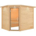 Sauna traditionnel d'angle Lisa Woodfeeling 3 à 4 places 38mm - Karibu
