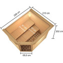 Sauna traditionnel d'angle Lisa Woodfeeling 3 à 4 places 38mm - Karibu