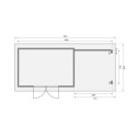 Abri de jardin 11,49m² en bois massif 40mm Trittau 5 avec appentis 330cm et paroi arrière – Karibu 