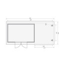 Abri de jardin 11,49m² en bois massif 40mm Trittau 5 avec appentis 330cm, paroi arrière et latérale – Karibu 