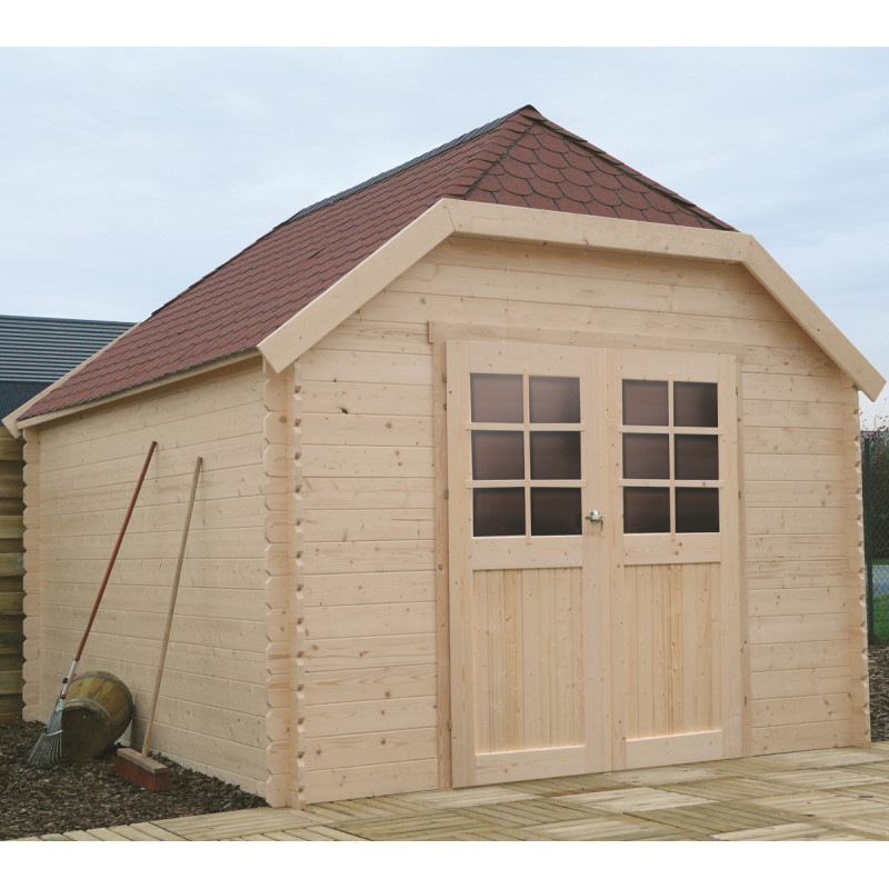 Abri de jardin 11,56m² Limerick en bois traité autoclave PEFC 28mm + shingles - SOLID