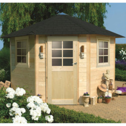Abri d'angle 5,70m² Nancy en bois massif PEFC 28mm + shingles - SOLID