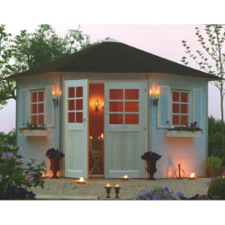Abri d'angle 5,70m² Nancy en bois massif PEFC 28mm + shingles - SOLID