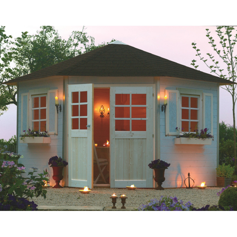 Abri d'angle 5,70m² Nancy en bois massif PEFC 28mm + shingles - SOLID