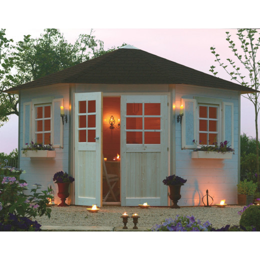 Abri d'angle 5,70m² Nancy en bois massif PEFC 28mm + shingles - SOLID