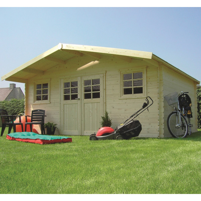 Abri de jardin en bois massif 28mm Montreux avec double porte 25,81m² - SOLID