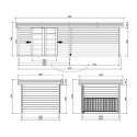 Abri de jardin Arhus 8,17m² en bois massif 28mm avec terrasse couverte - SOLID
