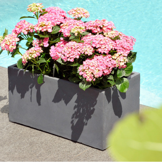 Jardinière en fibre de terre 60x30xH.30cm gris ciment