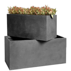Jardinière en fibre de terre 60x30xH.30cm gris plomb