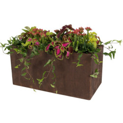 Jardinière en fibre de terre 60x30xH.30cm effet rouille