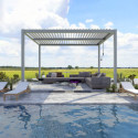 Pergola bioclimatique autoportante en aluminium gris clair 4x4m - X-METAL