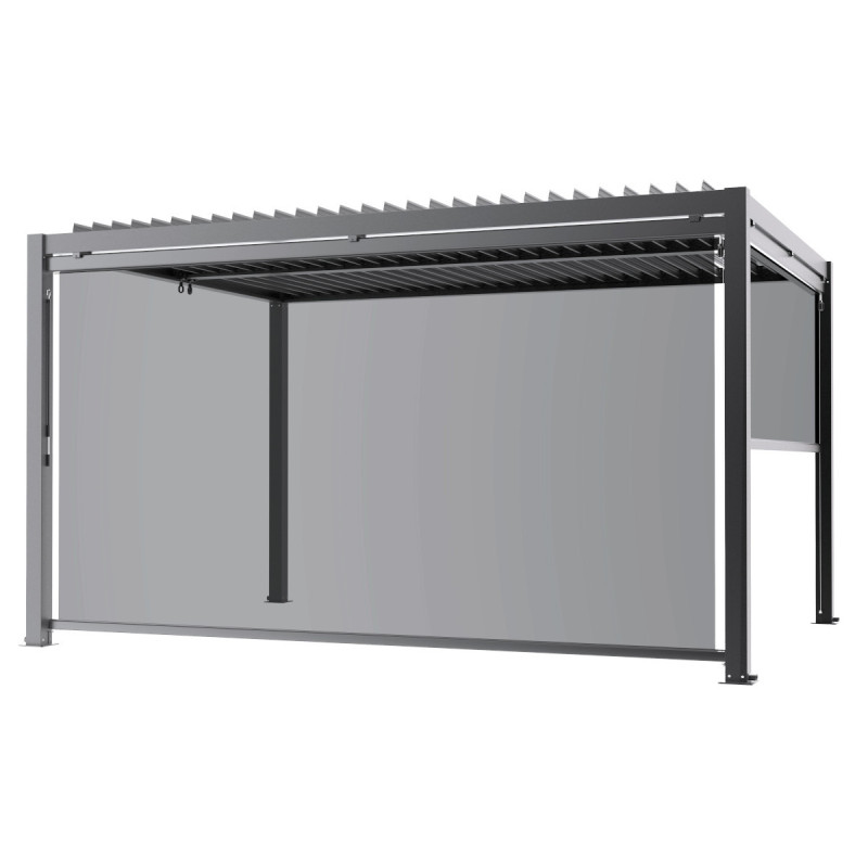 Store latéral gris clair 370cm pour pergola bioclimatique en aluminium X-METAL
