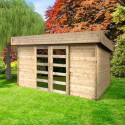Abri de jardin Stockholm 8,91m² en bois massif 28mm avec double porte - SOLID