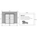 Abri de jardin Matera 8,69m² en bois traité autoclave 19mm avec terrasse couverte - SOLID
