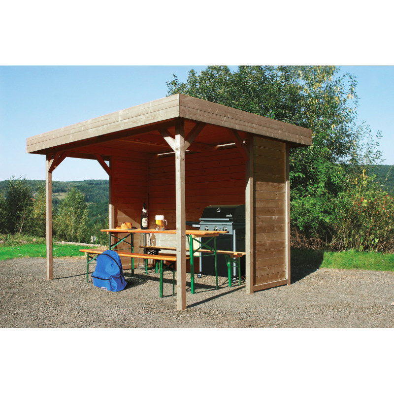 Pavillon de jardin Regensburg 6m² en bois traité autoclave avec panneaux pré-montés - SOLID