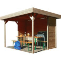 Pavillon de jardin Regensburg 6m² en bois traité autoclave avec panneaux pré-montés - SOLID