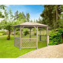 Pavillon de jardin octogonal 11,49m² en bois traité autoclave avec balustrades - SOLID