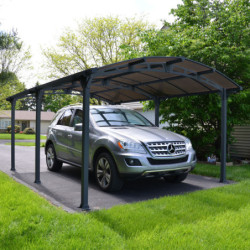 Carport en alu gris et polycarbonate 1 voiture 18,2m² Arcadia™ 5000 – Canopia