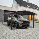 Carport en alu gris et polycarbonate 1 voiture 15,6m² Arcadia™ 4300 – Canopia
