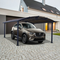 Carport en alu gris et polycarbonate 1 voiture 15,6m² Arcadia™ 4300 – Canopia