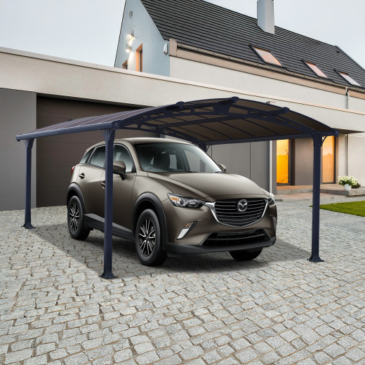 Carport en alu gris et polycarbonate 1 voiture 15,6m² Arcadia™ 4300 – Canopia