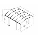 Carport en alu gris et polycarbonate 1 voiture 15,6m² Arcadia™ 4300 – Canopia