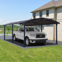 Carport en alu gris et polycarbonate 1 voiture 23,3m² Arcadia™ 6400 – Canopia