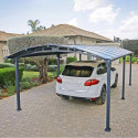 Carport en alu gris et polycarbonate 1 voiture 23,3m² Arcadia™ 6400 – Canopia
