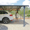 Carport en alu gris et polycarbonate 1 voiture 23,3m² Arcadia™ 6400 – Canopia