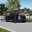 Carport en alu gris et polycarbonate 1 voiture 23,3m² Arcadia™ 6400 – Canopia