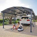 Carport en alu gris et polycarbonate 1 voiture 23,3m² Arcadia™ 6400 – Canopia