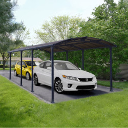 Carport en alu gris et polycarbonate 31m² Arcadia™ 8500 – Canopia