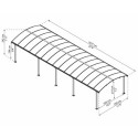 Carport en alu gris et polycarbonate 38,7m² Arcadia™ 10600 – Canopia