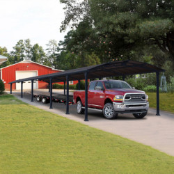 Carport en alu gris et polycarbonate 46,3m² Arcadia™ 12700 – Canopia