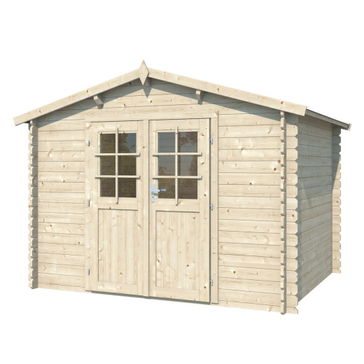 Abri de jardin en bois massif 7,5m² - madriers 28mm - Eden