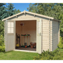 Abri de jardin en bois massif 7,5m² - madriers 28mm - Eden