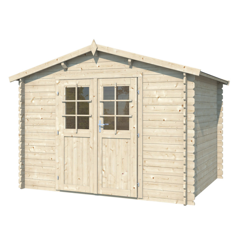 Abri de jardin en bois massif 9m² - madriers 28mm - Eden