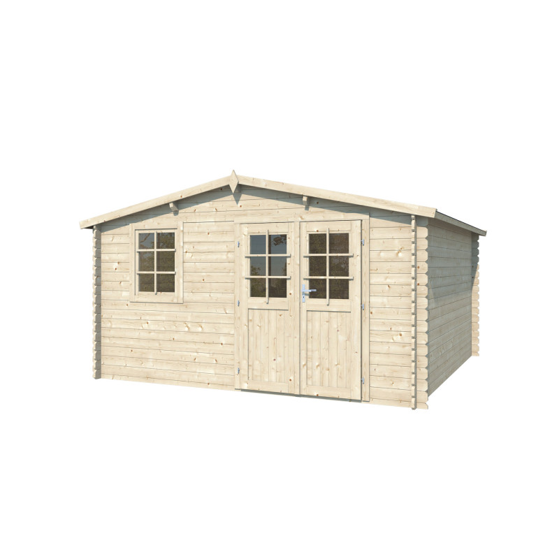 Abri de jardin en bois massif 12m² - madriers 28mm - Eden