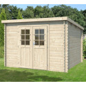 Abri de jardin en bois massif 9m² toit plat - madriers 28mm - Eden