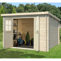 Abri de jardin en bois massif 9m² toit plat - madriers 28mm - Eden