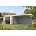 Abri de jardin en bois massif 21m² avec appentis - madriers 28mm - Eden