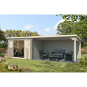 Abri de jardin en bois massif 21m² avec appentis - madriers 28mm - Eden