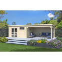 Abri de jardin en bois massif 24m² avec appentis - madriers 34mm - Eden