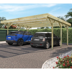 Carport double 31m² en bois autoclave PEFC Jean – Cerland