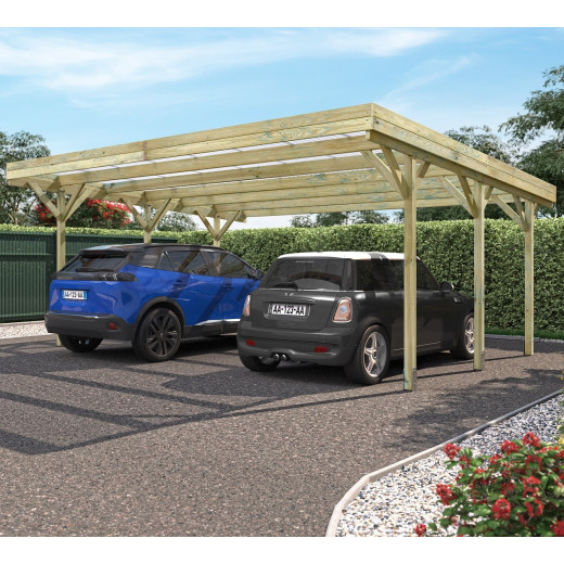 Carport double 31m² en bois autoclave PEFC Jean – Cerland