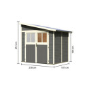 Abri de jardin adossé en bois gris terre 4,18m² Bomlitz 2 - Karibu
