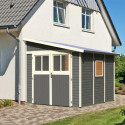 Abri de jardin adossé en bois gris terre 6,23m² Bomlitz 3 - Karibu